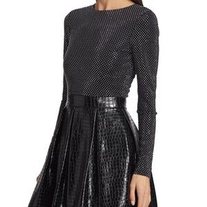 Alice + Olivia  Chara Crocodile-Embossed Faux Leather Minidress